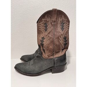 VTG DAN POST Leather Cowboy Boot Two Tone Sz 11 E Wide EL PASO TX MADE IN USA
